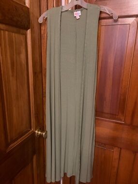 LuLaRoe Long Sleeveless Cape in Sage Green